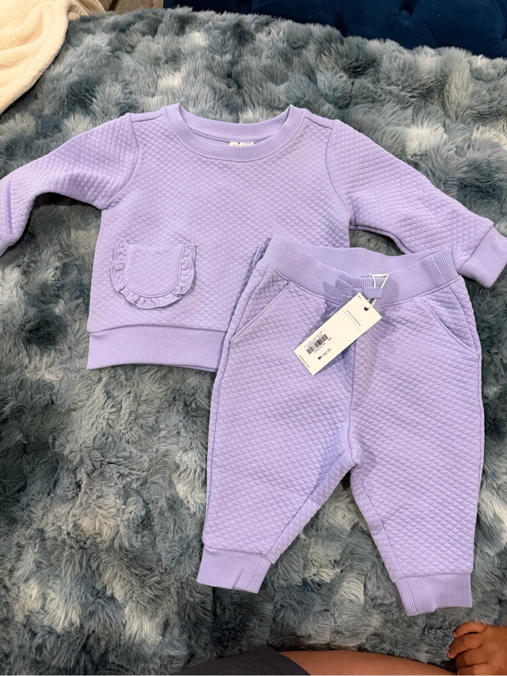Janie and Jack Lavender Quilted Sweater & Jogger Set